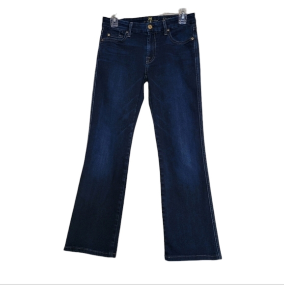 7 for all mankind women's Kimmie Bootcut dark denim jeans, embroidered Size 28 - Picture 1 of 7